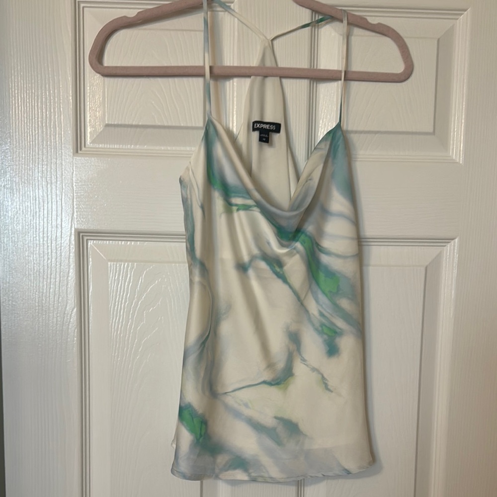 Express Camisole with White and Green Swirl